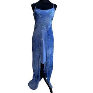 * Rocket Candy Slip dress VTG Y2K Blue sparkly size L Fairy Prom Formal Party